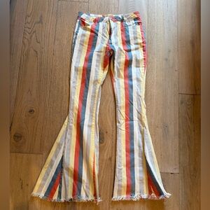 Judith March Multicolor Striped Flare Jeans